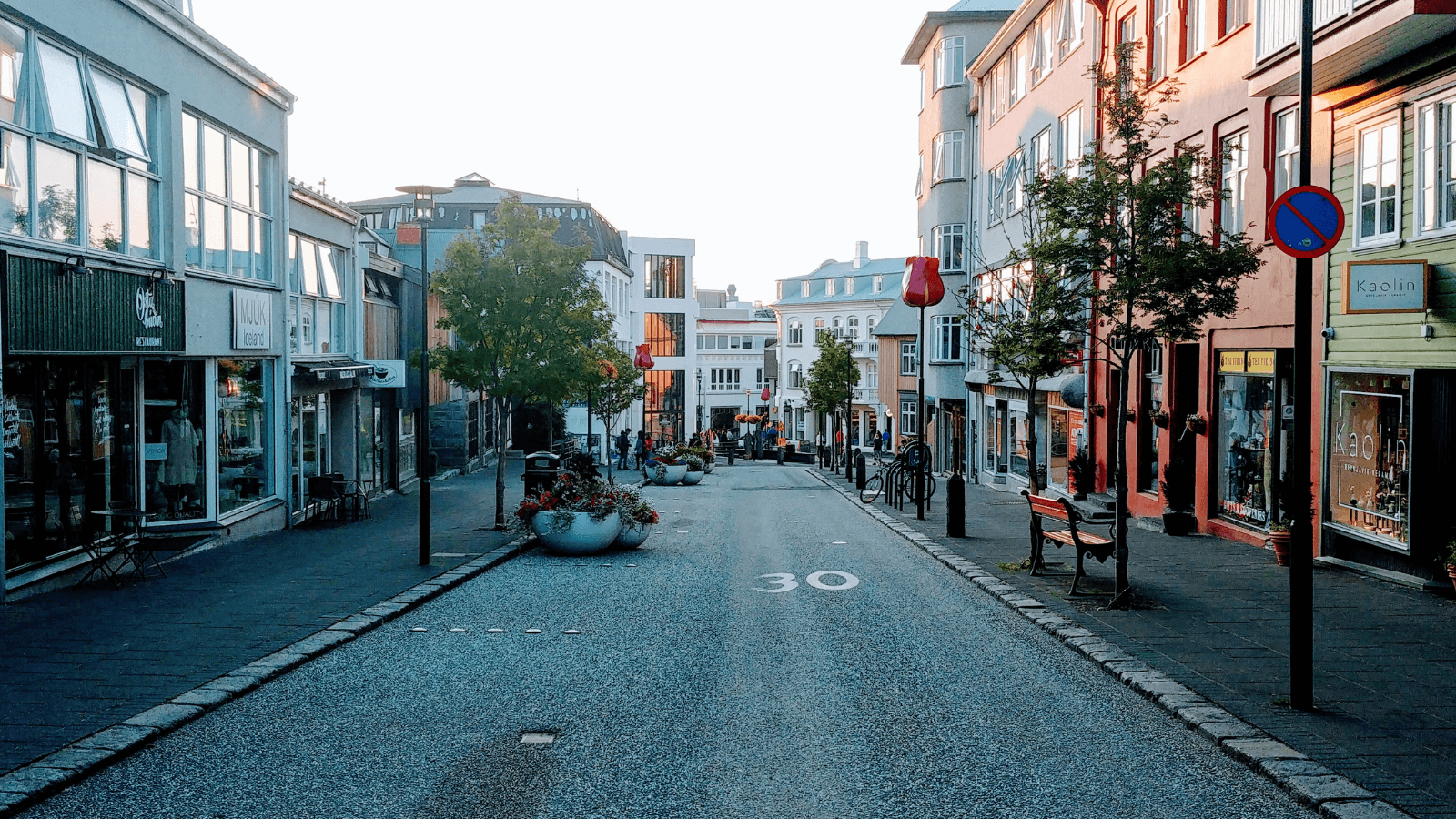  View of a quiet street in Reykjavík