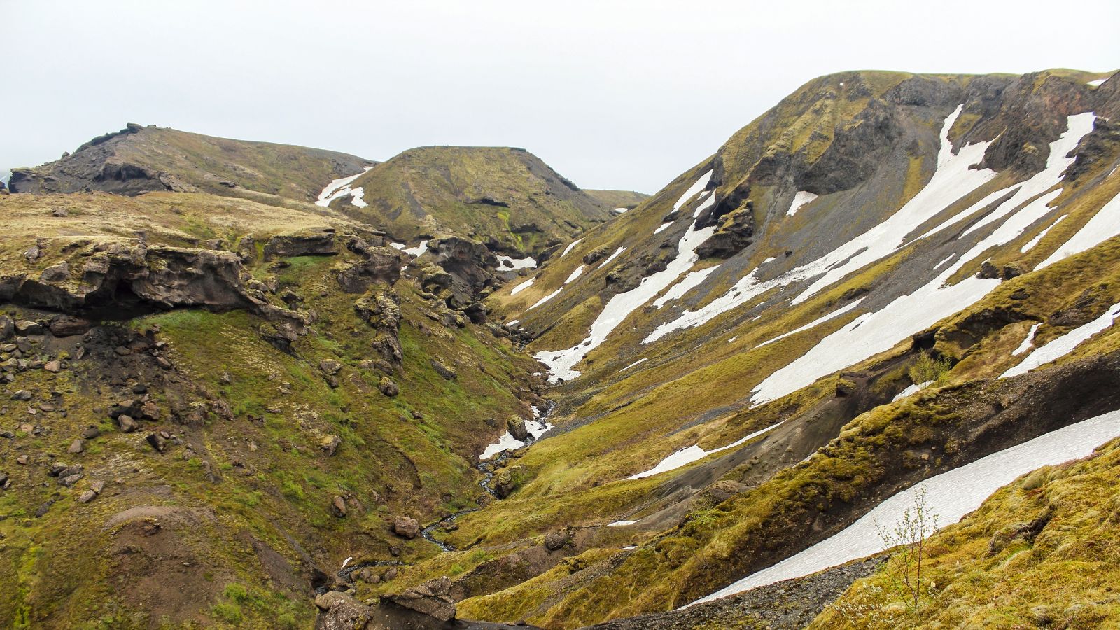 Landscape at the Fimmvorduhals hiking trail, Iceland.