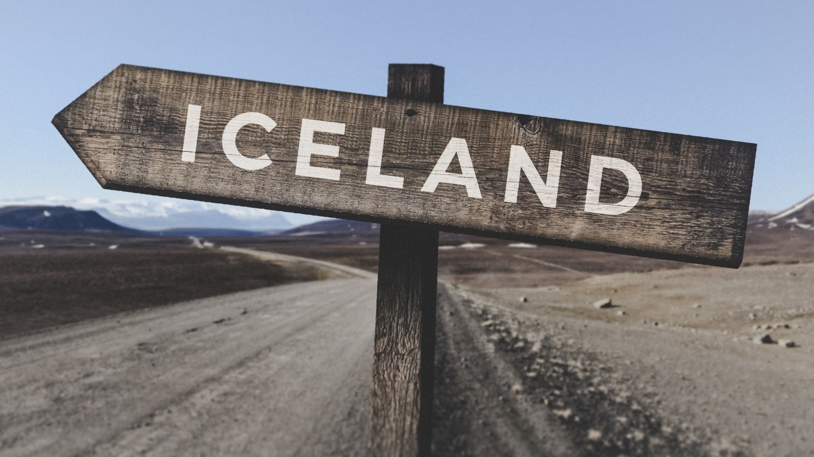 Wooden sign in Iceland.