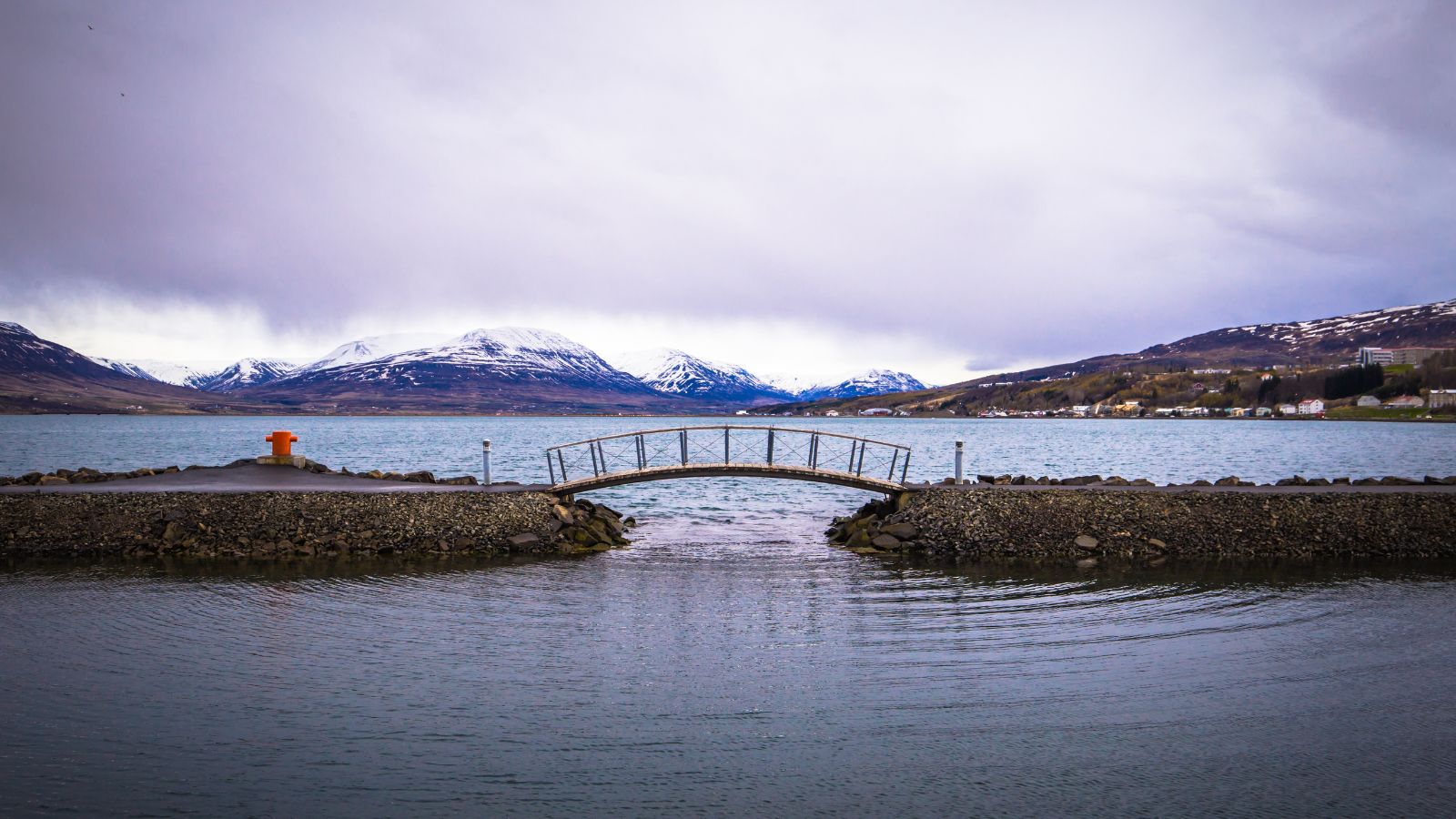 The coastal waters of Akureyri, Iceland, in May.