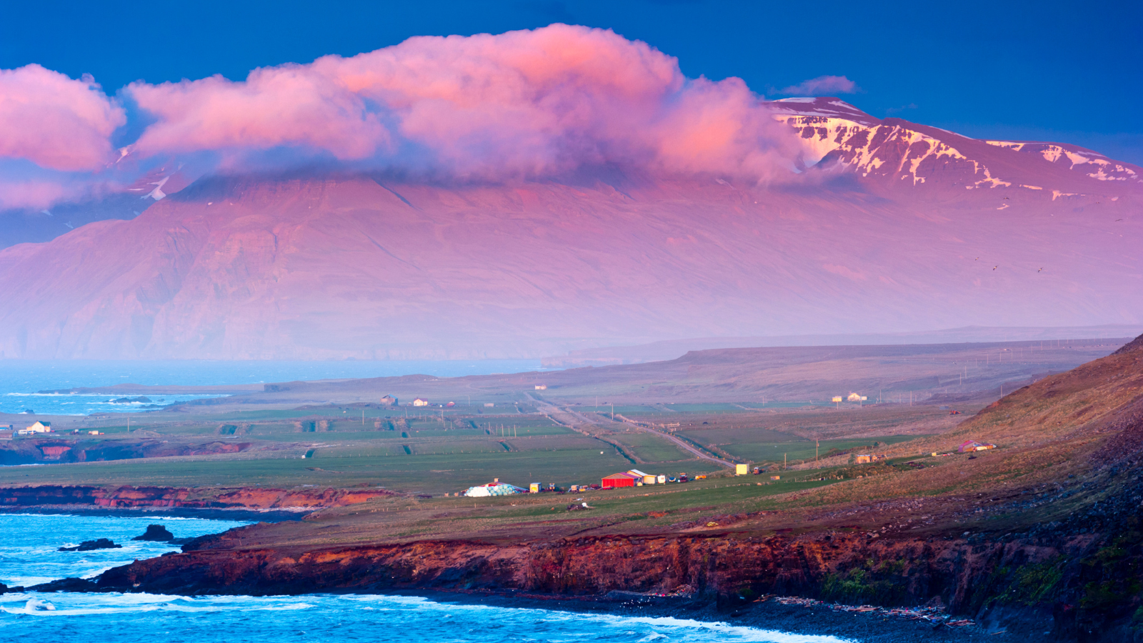 Midnight Sun over Iceland’s coastline.