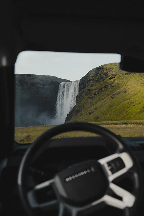 Icelandic nature seen from a rental car